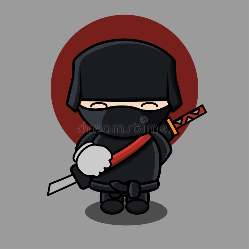 Cute Ninja Clipart, Cartoon with Simple Concept Stock Vector - Illustration  of background, katana: 218098650