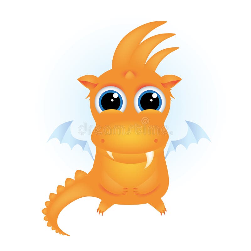 Cute orange cartoon dragon stock vector. Image of happy - 22328049
