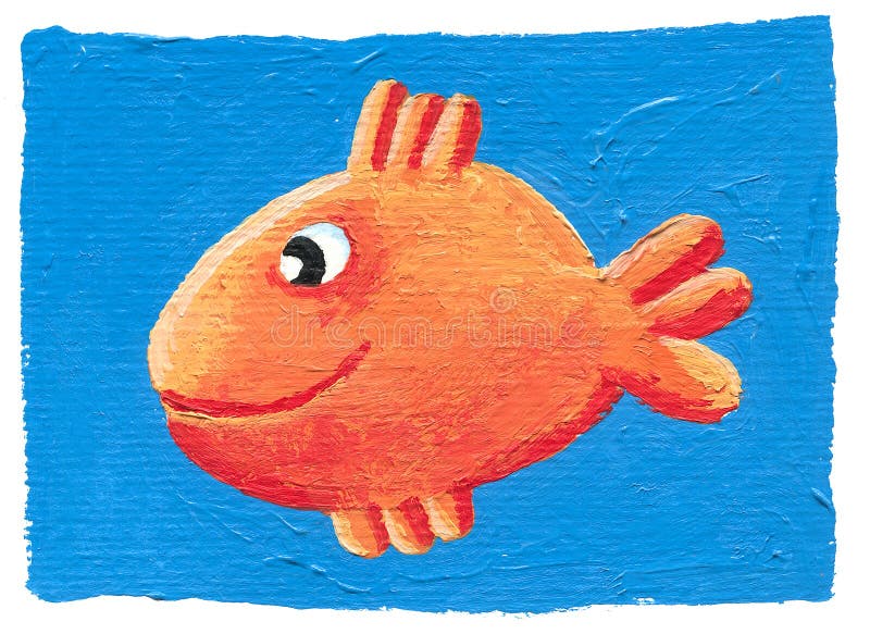 Cute orange fish on the blue background stock illustration