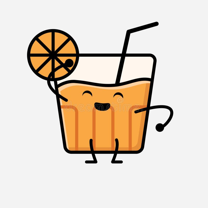 Cute Orange Juice Mascot Vector Character in Flat Design Style Stock Vector Illustration of