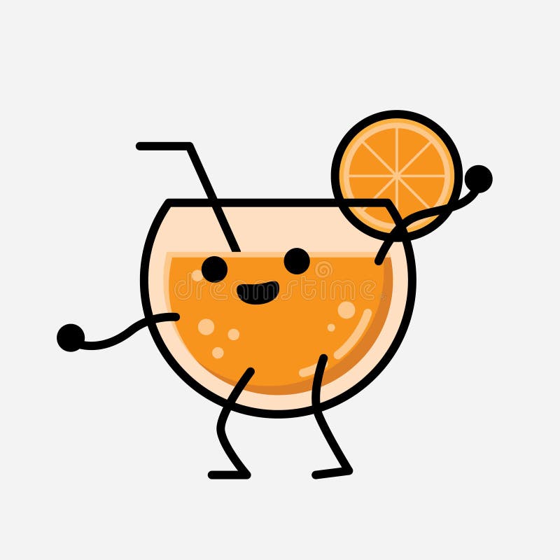 Cute Orange Juice Mascot Vector Character in Flat Design Style Stock