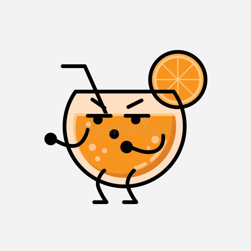 Cute Orange Juice Mascot Vector Character in Flat Design Style Stock Vector Illustration of