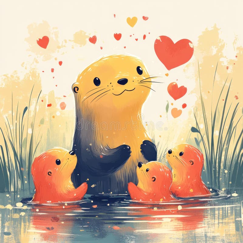 Cute Otter New Baby New Family New Parents Greeting Card Cute Otter New Baby New Family New Parents Greeting Card