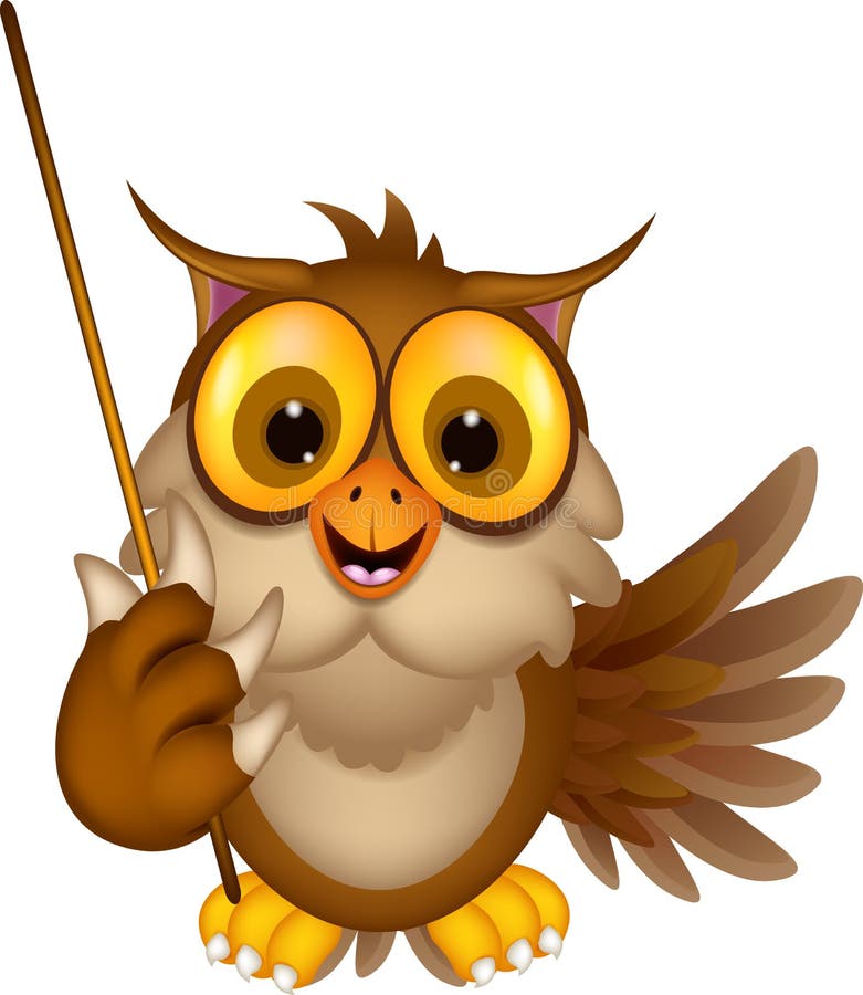 Cute Owl Cartoon Holding Blank Stick Stock Illustration Illustration