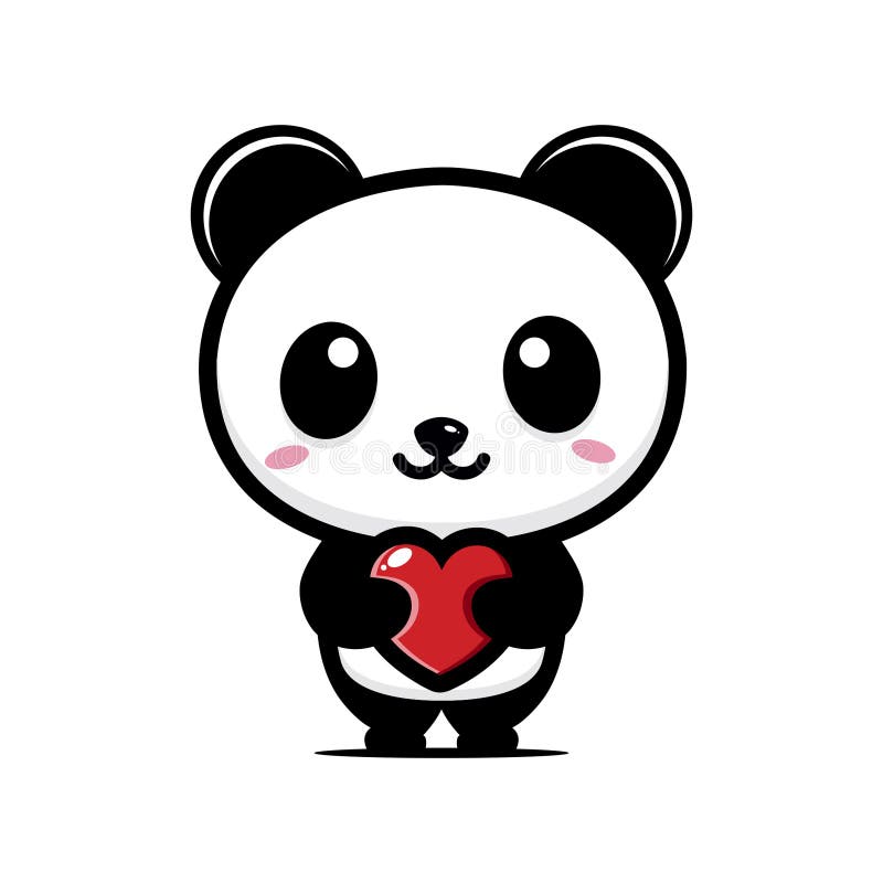 Cute Panda Animal Cartoon Character Hugging a Love Heart Stock Vector -  Illustration of funny, climbing: 213323480