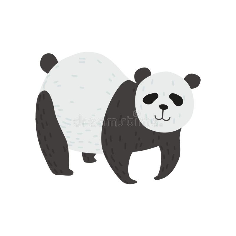 Cute Panda Bear Standing on Four Legs, Happy Lovely Animal Character Vector Illustration vector illustration Cute Panda Bear Standing on Four Legs, Happy Lovely Animal Character Vector Illustration vector illustration