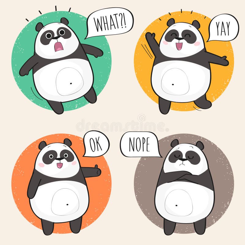 Cute Panda Character with Different Emotions Stock Vector - Illustration of  nope, emoticon: 89543240