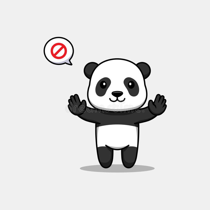 Cute panda with forbid hand pose vector illustration