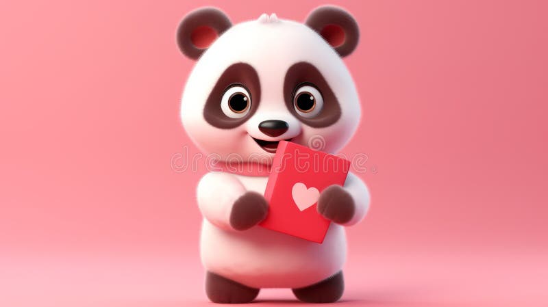 Cute Panda Bear Cartoon Holding Love You Label Stock Vector - Illustration  of bear, holding: 212400880