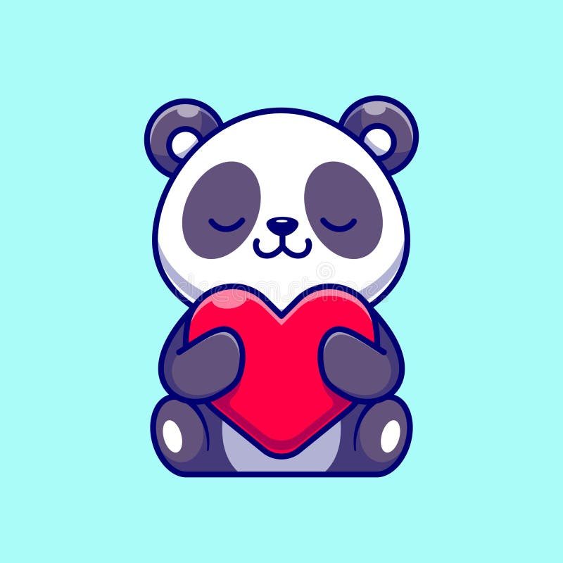 Premium Photo  Kawaii panda with heart for valentine's day