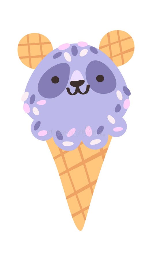 Cute panda ice-cream waffle cone stock illustration