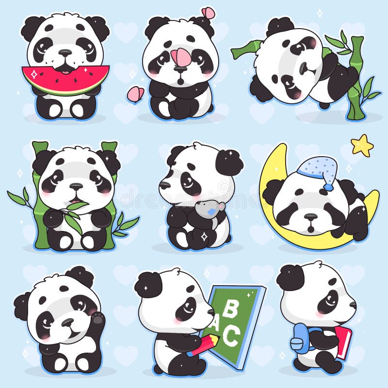 Cute panda waving hand kawaii cartoon vector character. Adorable, happy and  funny animal with hi greeting gesture isolated sticker, patch. Anime baby  panda bear emoji on white background Stock Vector by ©TheImg