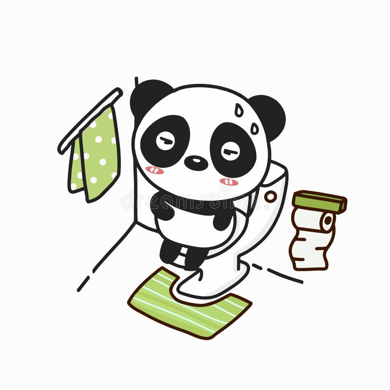 Cute Panda Pooping on Toilet. Cute Cartoon Character Stock Vector -  Illustration of icon, card: 229227925