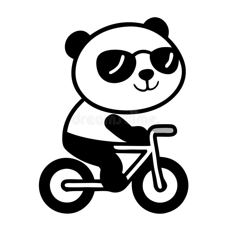 Cute panda ride a bicycle vector art illustration vector illustration