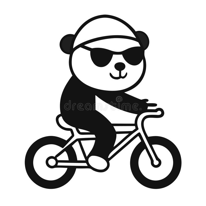 Cute panda ride a bicycle vector art illustration royalty free illustration