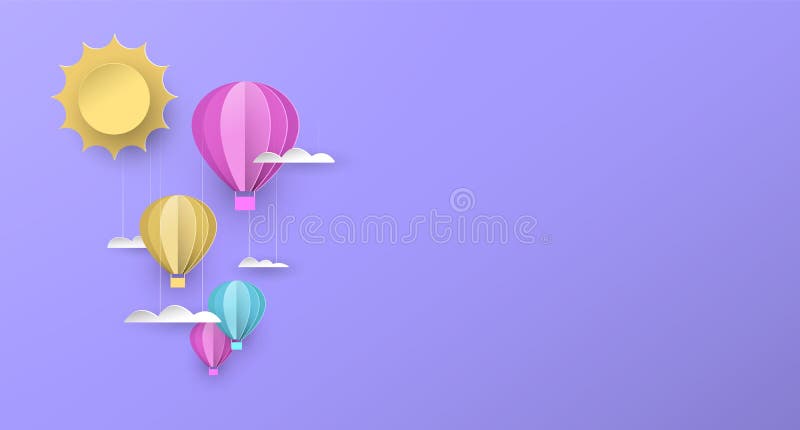 Cute Papercut Hot Air Balloon Background for Kids Stock Vector -  Illustration of baby, child: 156737461