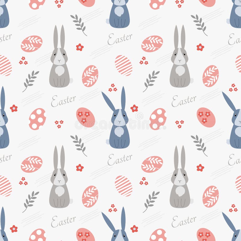Cute Pastel Bunny and Easter Egg Seamless Pattern Stock Vector
