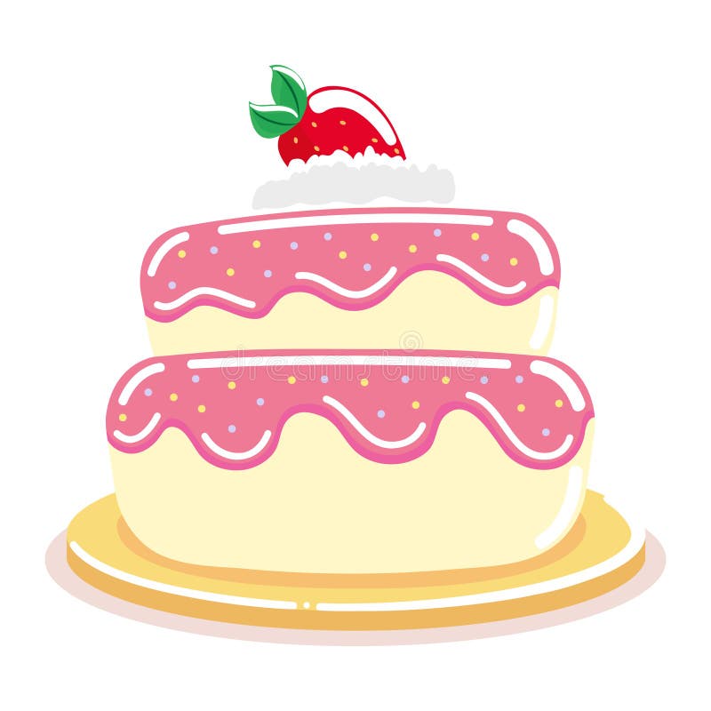 Cute Pastel Colored Strawberry Birthday Cake Stock Vector ...