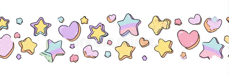 Cute Pastel Kpop inspirujące naklejki z gwiazdami i sercami Idealne do ozdabiania dzienników i planistów w zabawnej obrazy stock