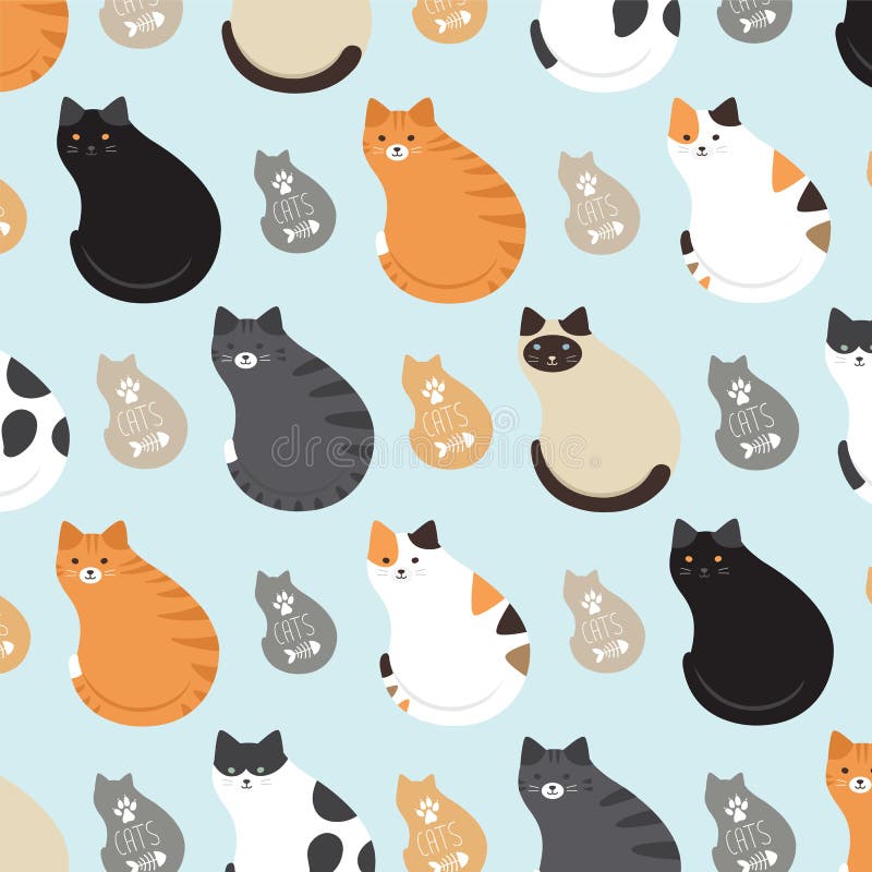 Cute cat pattern stock vector. Illustration of look, beautiful - 66183280