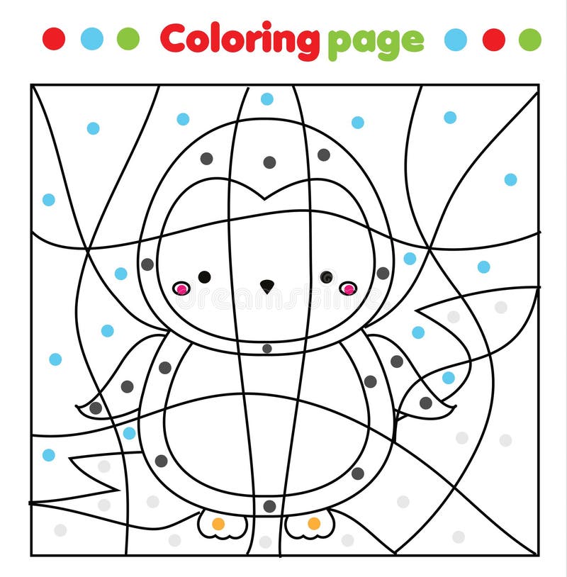 cute penguin coloring page color by dots printable activity worksheet for toddlers and pre school age children educational stock vector illustration of kindergarten coloring 166389378