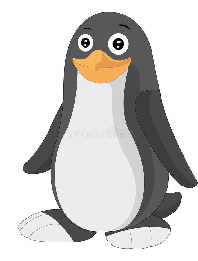 Cute penguin, black and white, orange beak, vector illustration. Cute penguin, black and white, orange beak, vector illustration