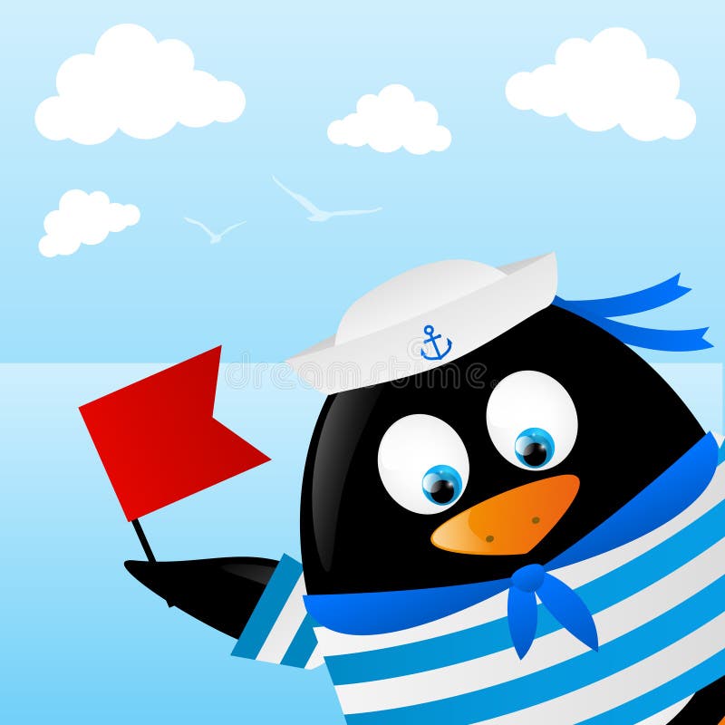 Penguin sailor character in cartoon style in a - Stock Illustration  [49874946] - PIXTA