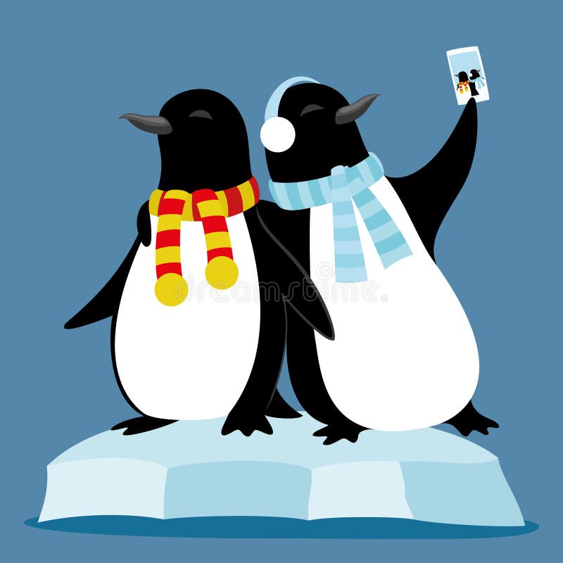 Cute penguins on an ice floe. royalty free illustration Cute penguins on an ice floe. royalty free illustration