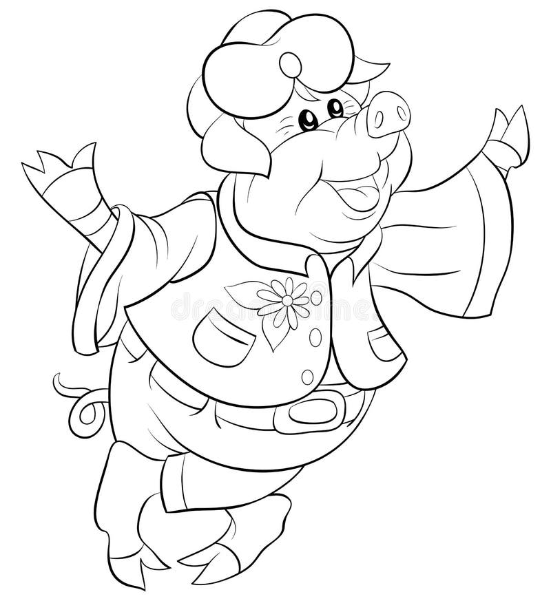 Coloring Page,book a Cute Pig Image for Children,line Art Style ...