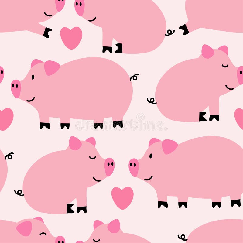 Cute Pigs Seamless Pattern Background Stock Vector - Illustration of happy,  character: 128406107