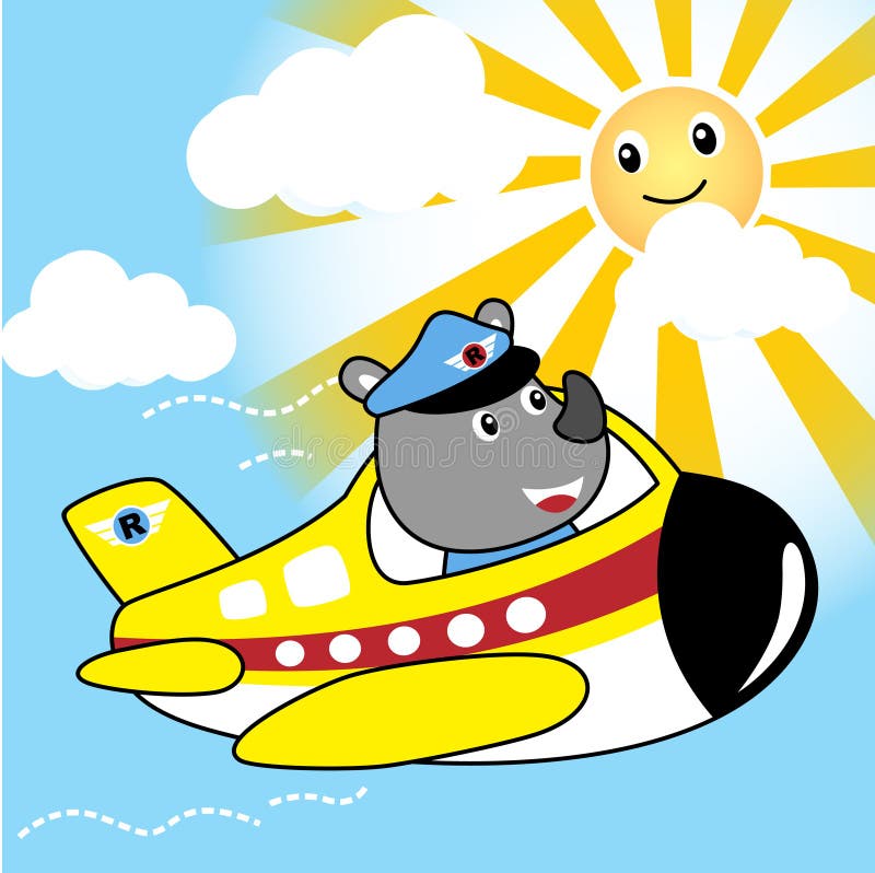 CUte Pilot Cartoon on Little Plane Stock Vector - Illustration of plane,  animal: 110512987
