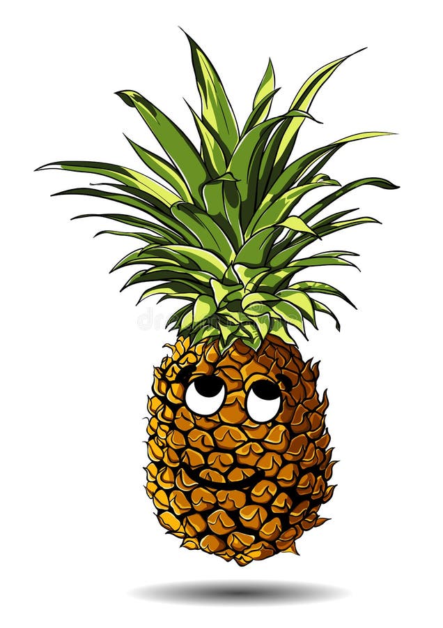 Cute fresh Pineapple cartoon character emotion nice