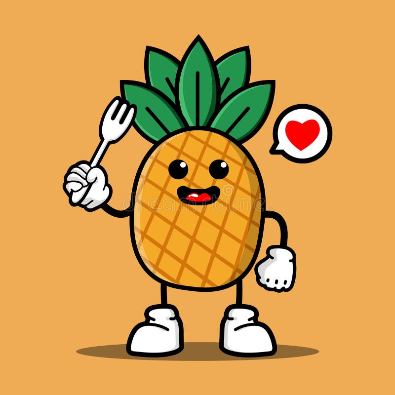 Cute Pineapple Cartoon Mascot Character Stock Vector Illustration of