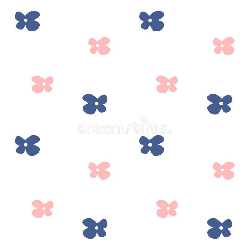 Cute pink and blue abstract flowers seamless vector pattern background illustration