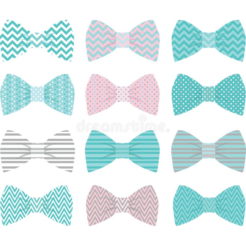 Cute Pink Bow Tie Collection Stock Vector - Illustration of gift