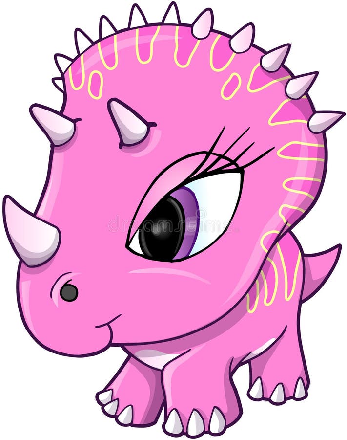 Cute Pink Dinosaur Vector Illustration vector illustration