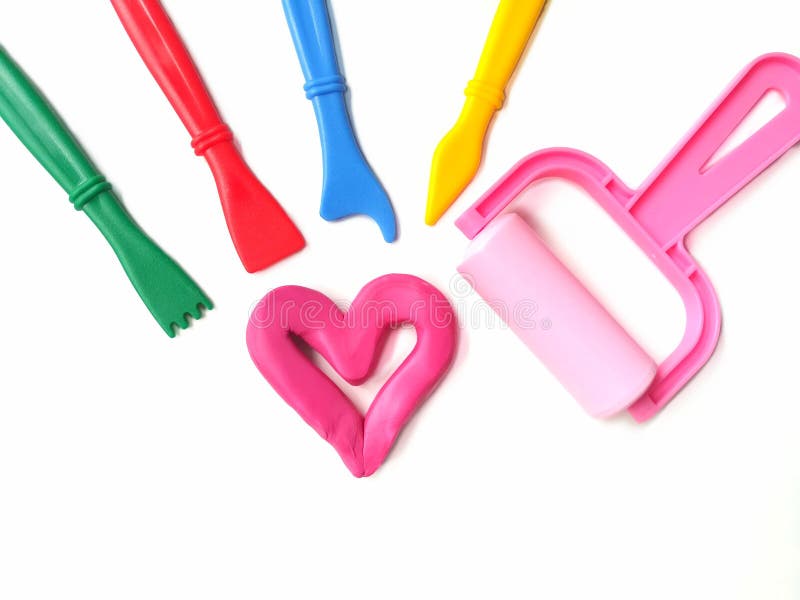 Cute pink heart plasticine clay, playing equipment dough