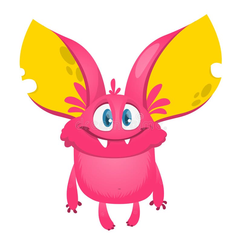 Cute Pink Monster with Big Ears. Cartoon Illustration Stock Vector -  Illustration of pretty, troll: 194587288
