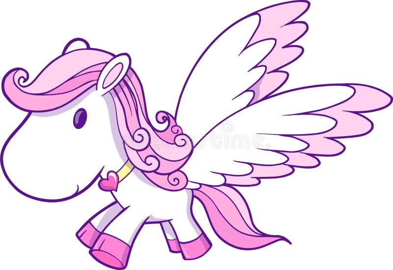 Cute Pink Pegasus Vector vector illustration