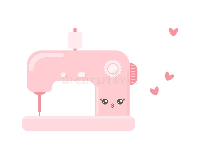 Cute Pink Sewing Machine Isolated on White Background Stock Vector -  Illustration of needle, machine: 238887469