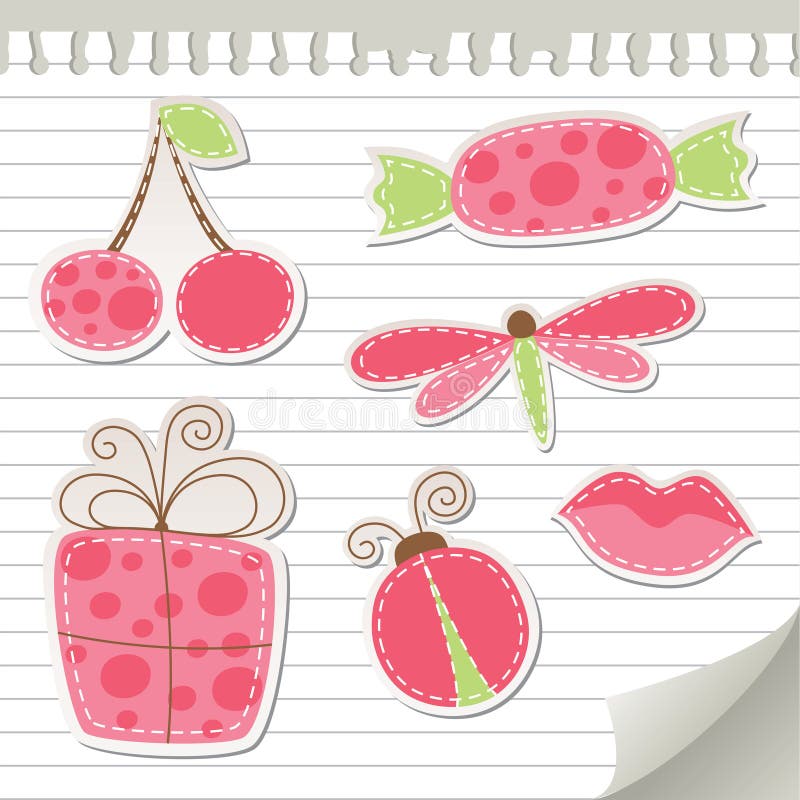 Cute pink stickers royalty free illustration