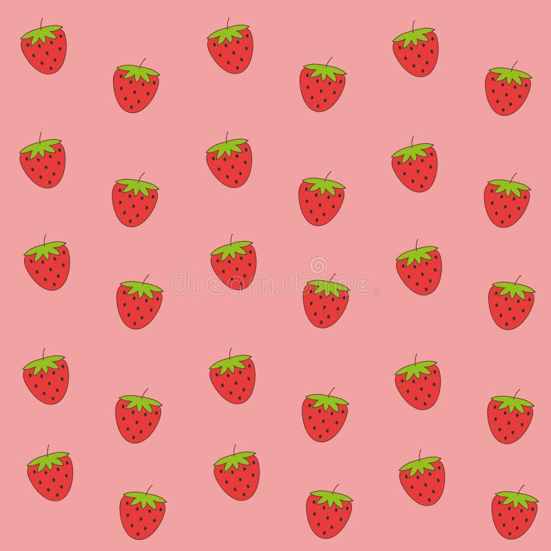 Cute Pink Strawberry Wallpaper Stock Vector - Illustration of face ...