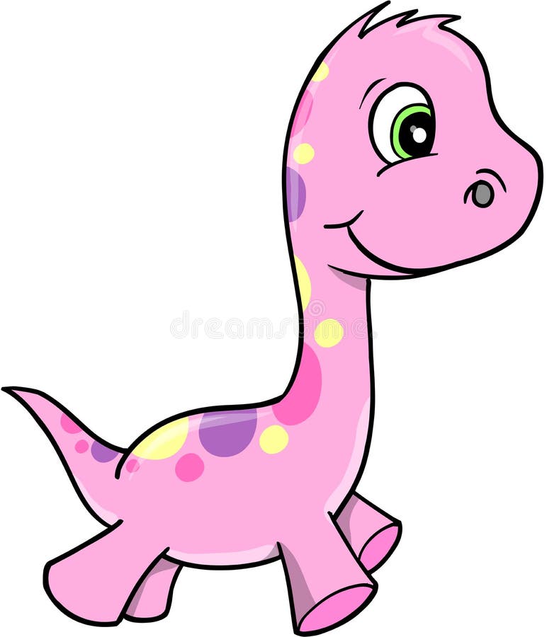 Kind cute pink dinosaur cartoon isolated object 7023619 Vector Art