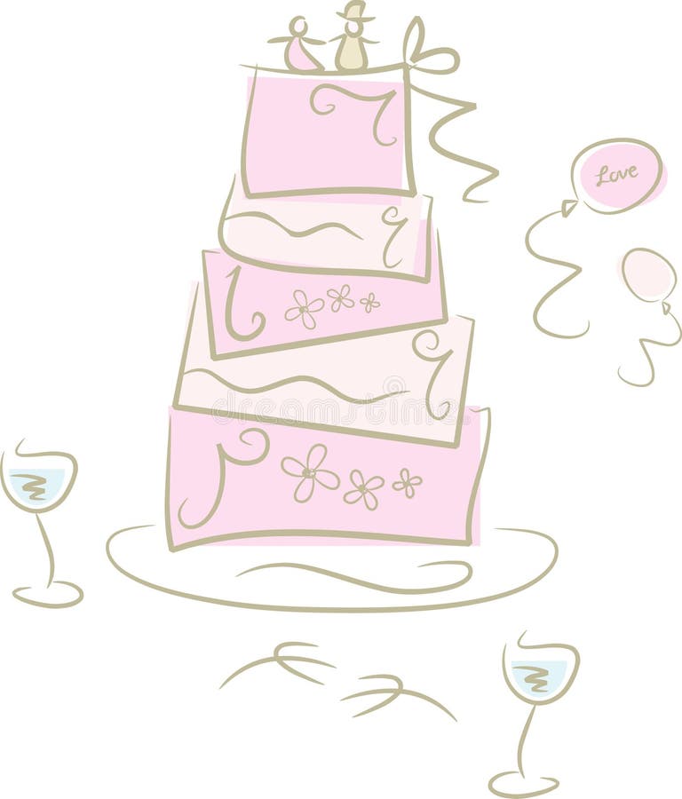 Cute pink wedding cake