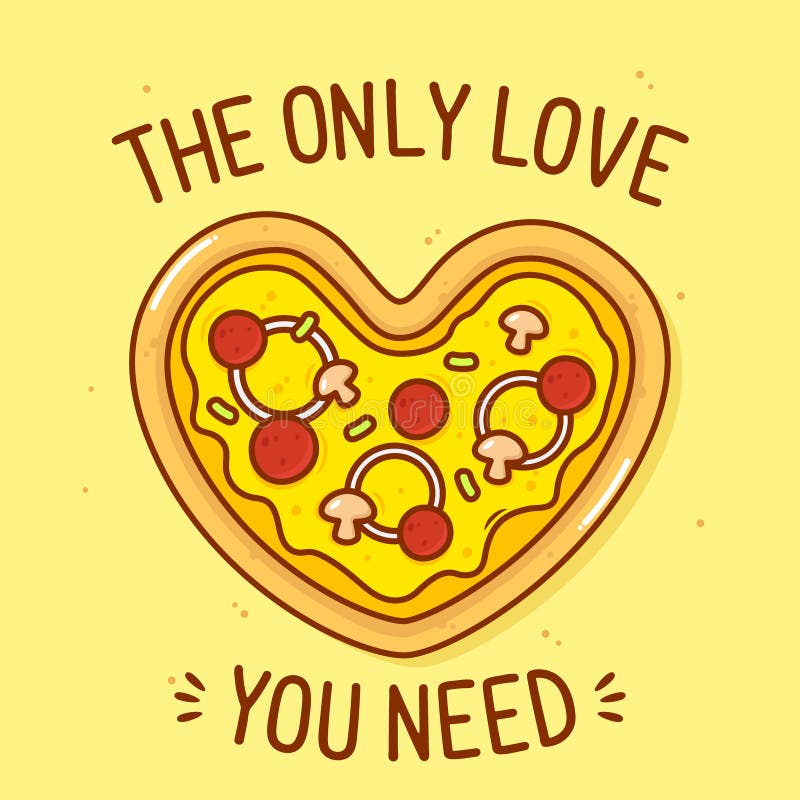 Cute Pizza Shaped Heart with Text Illustration Stock Vector