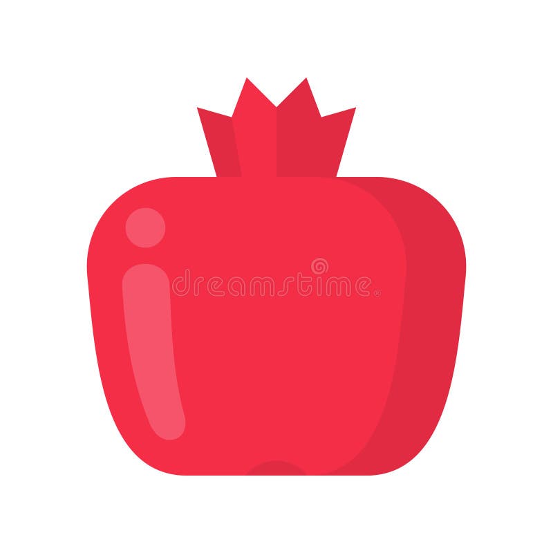 Cute pomegranate fruit, isolated colorful vector icon stock illustration
