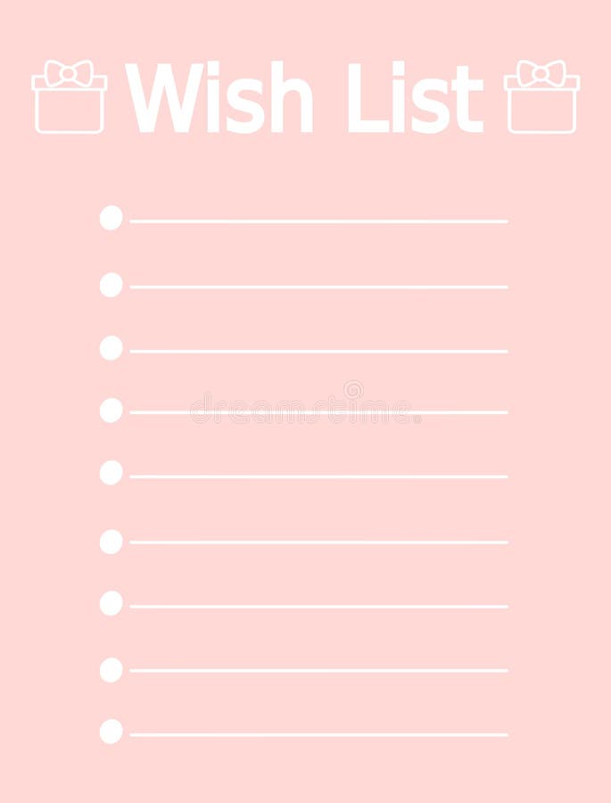 Cute Printable Pink Wish List Stock Vector - Illustration of cute