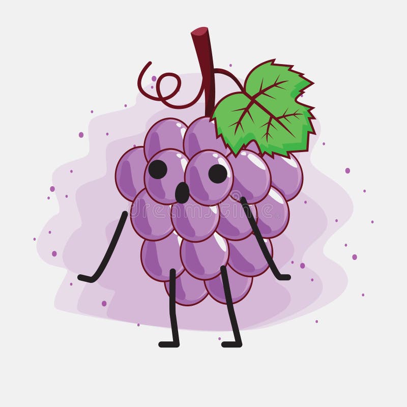 Cute Purple Grape Fruit Mascot Character Illustration Stock Vector ...