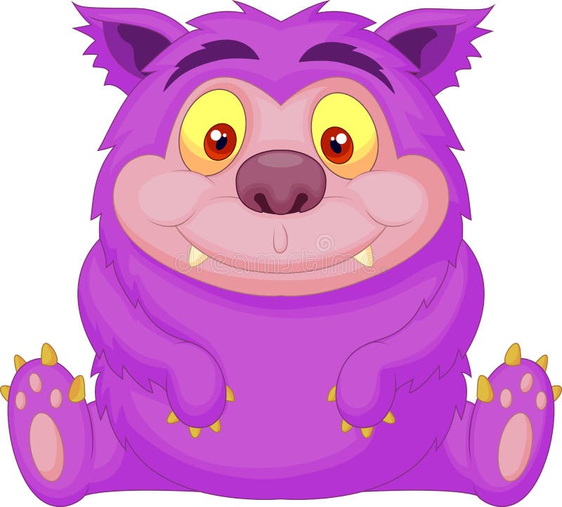 Illustration of Cute purple monster cartoon. Yeti vectors