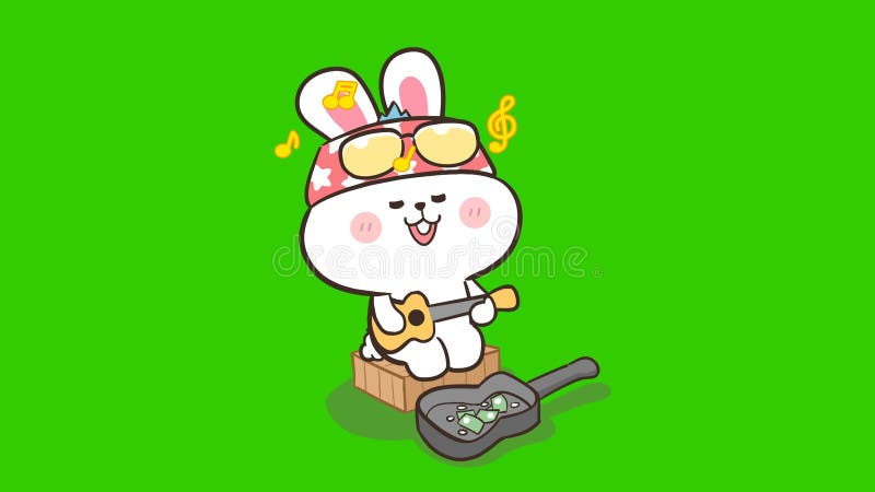 Cute Rabbit animation on green screen royalty free illustration